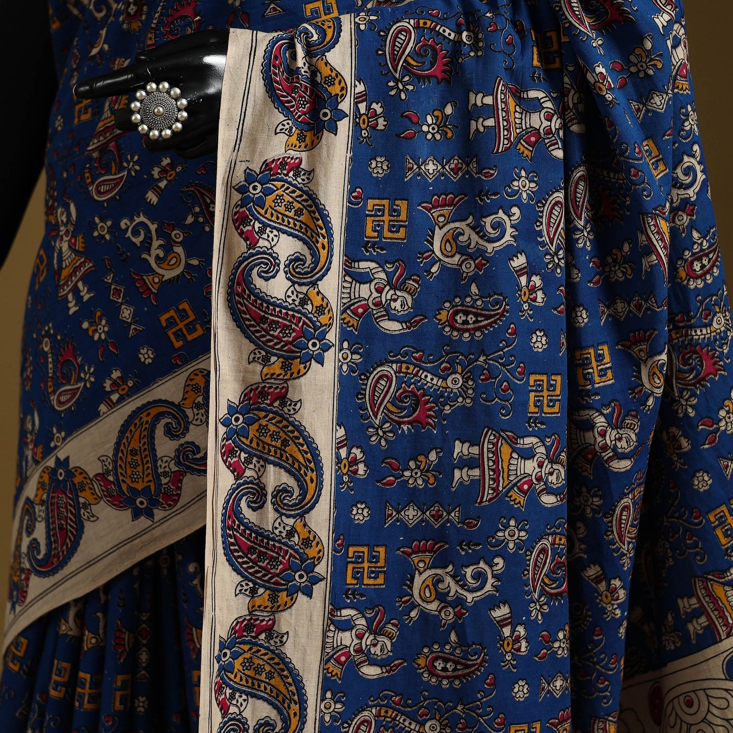 Printed cotton kalamkari saree 26 - handcrafted