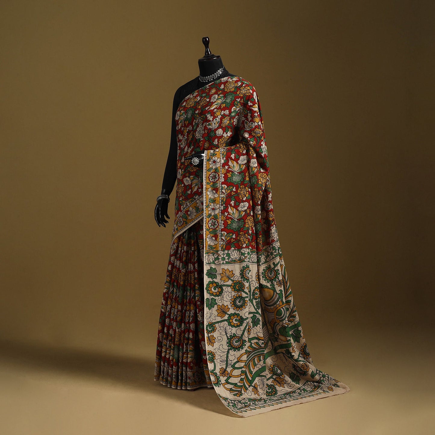 Printed cotton kalamkari saree 27 - handcrafted