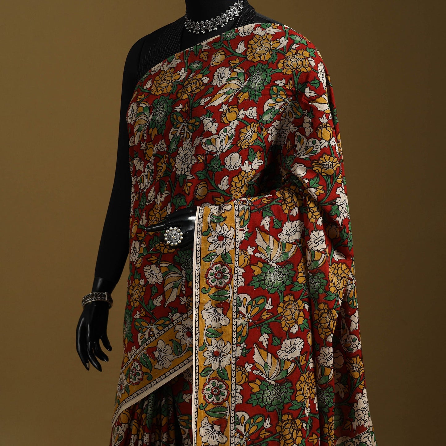 Printed cotton kalamkari saree 27 - handcrafted