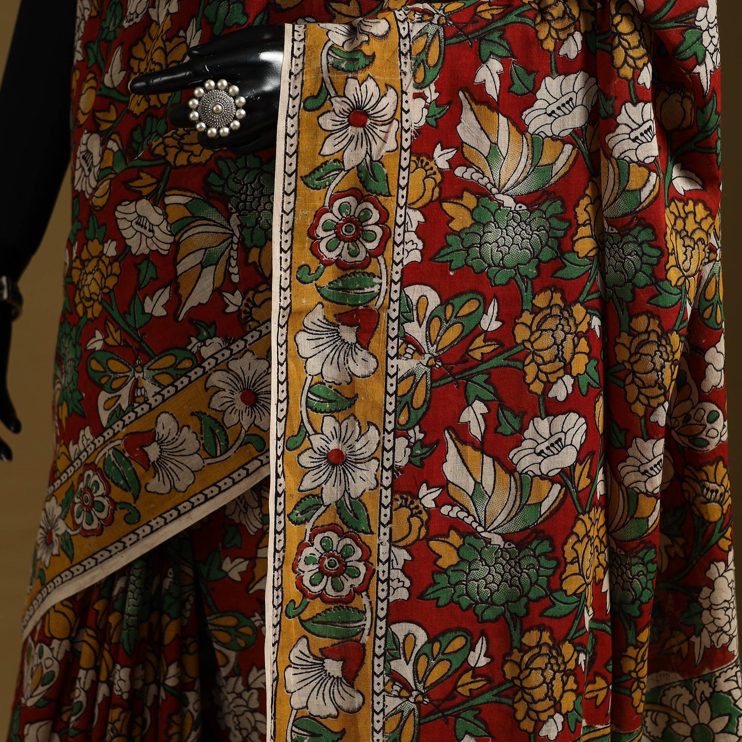 Printed cotton kalamkari saree 27 - handcrafted