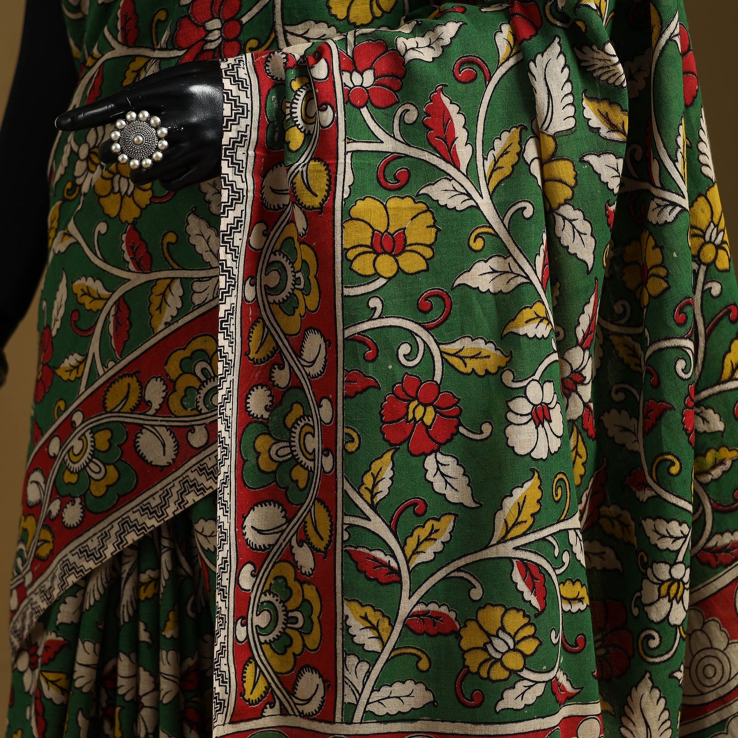 Printed cotton kalamkari saree 29 - handcrafted