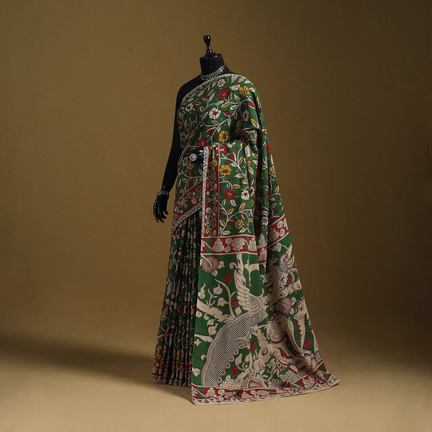 Printed cotton kalamkari saree 29 - handcrafted