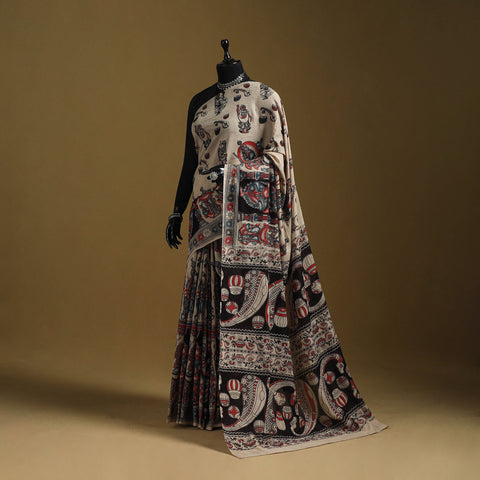 Printed cotton kalamkari saree 30 - handcrafted