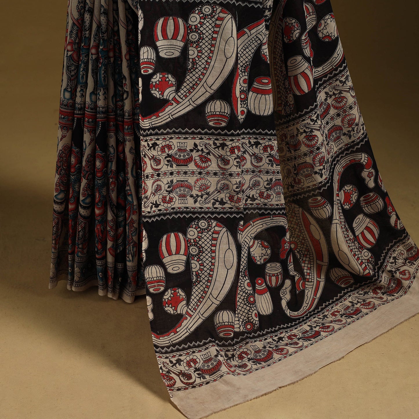 Printed cotton kalamkari saree 30 - handcrafted