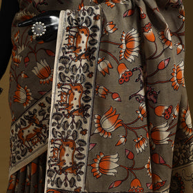 Printed cotton kalamkari saree 31 - handcrafted