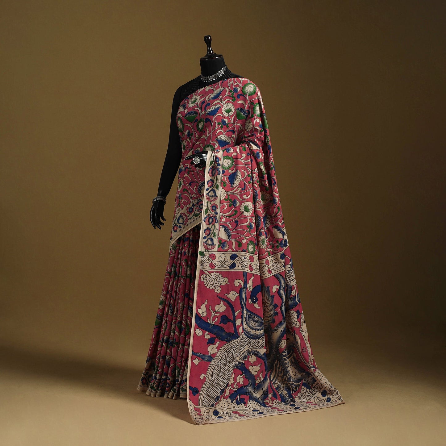 Printed cotton kalamkari saree 32 - handcrafted