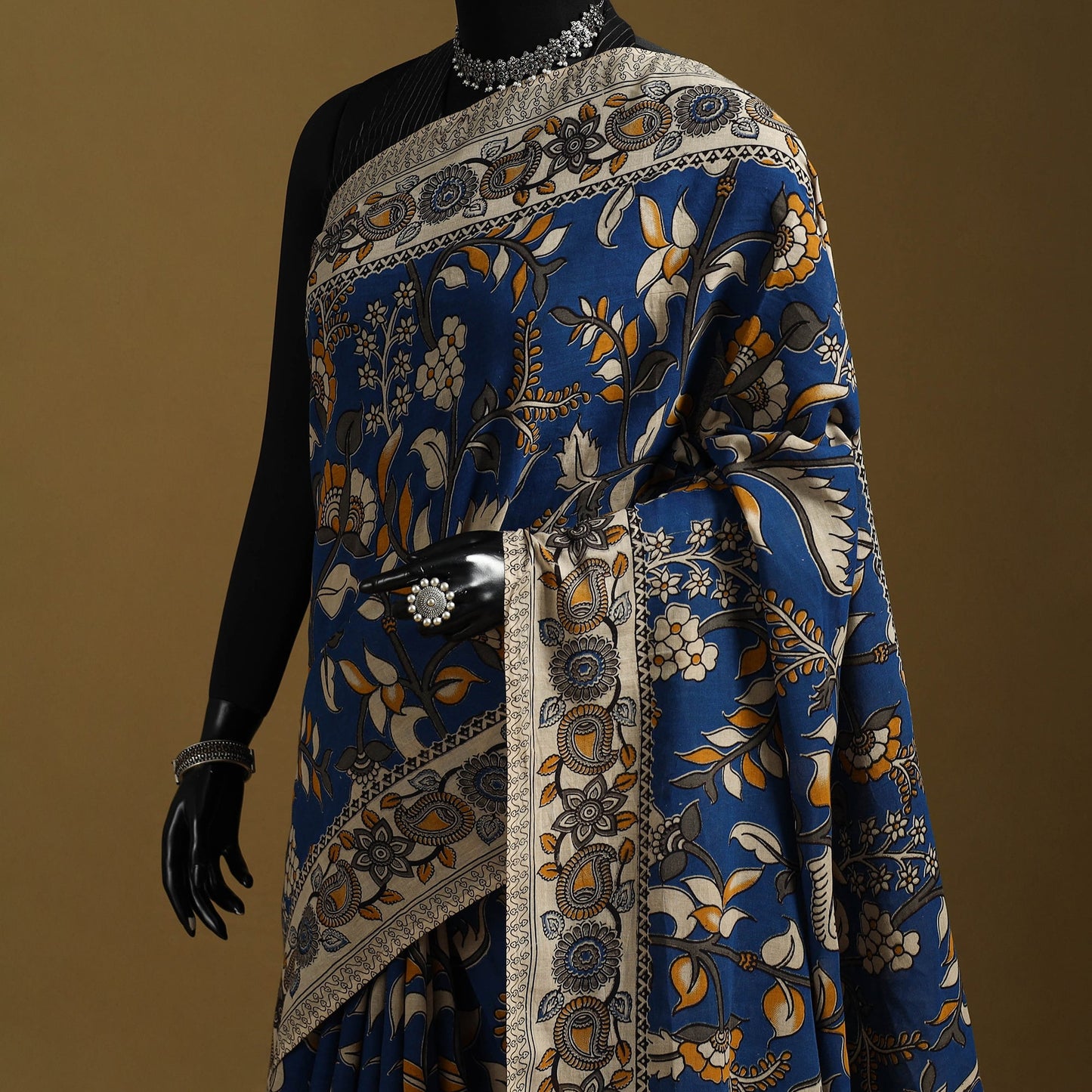 Printed cotton kalamkari saree 34 - handcrafted