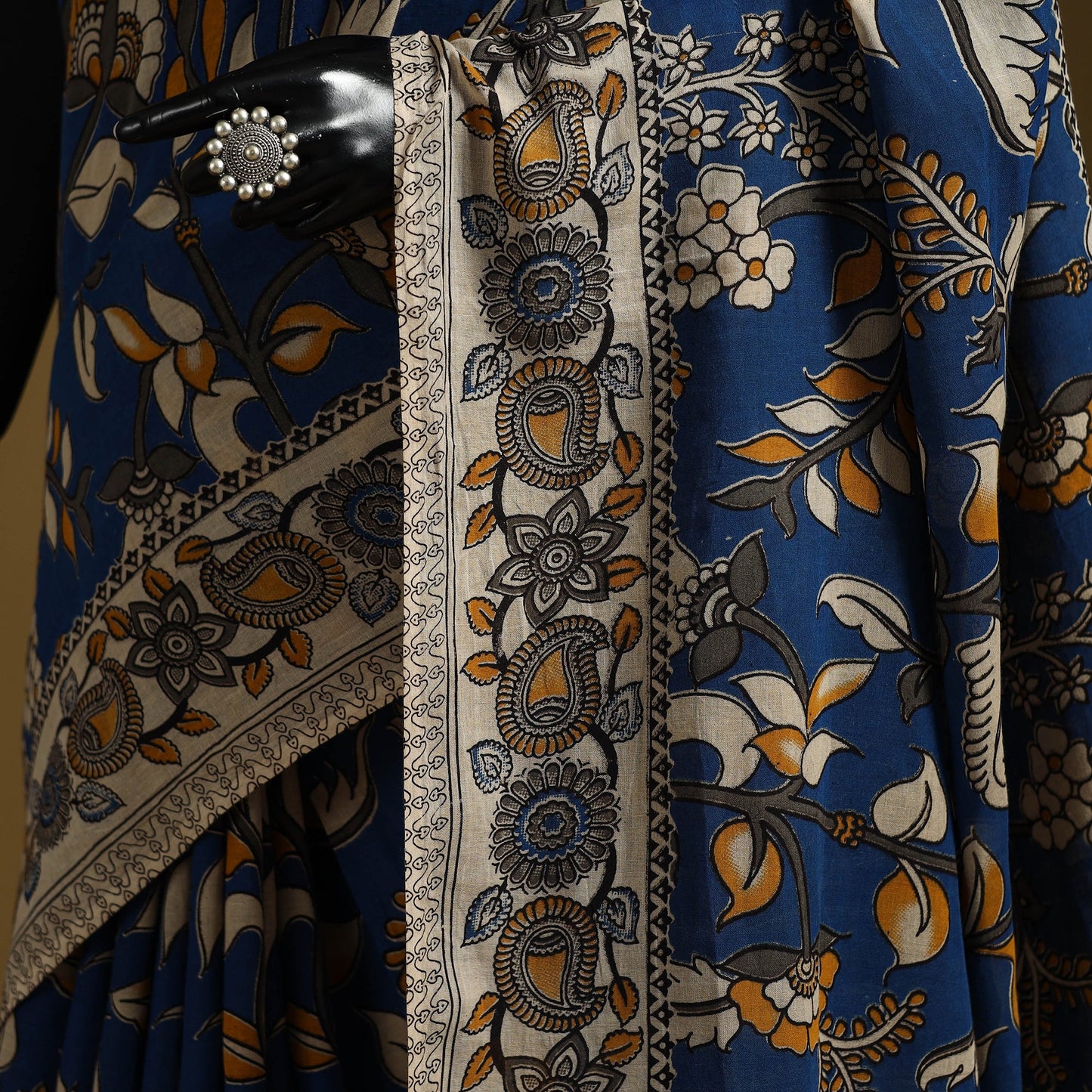 Printed cotton kalamkari saree 34 - handcrafted