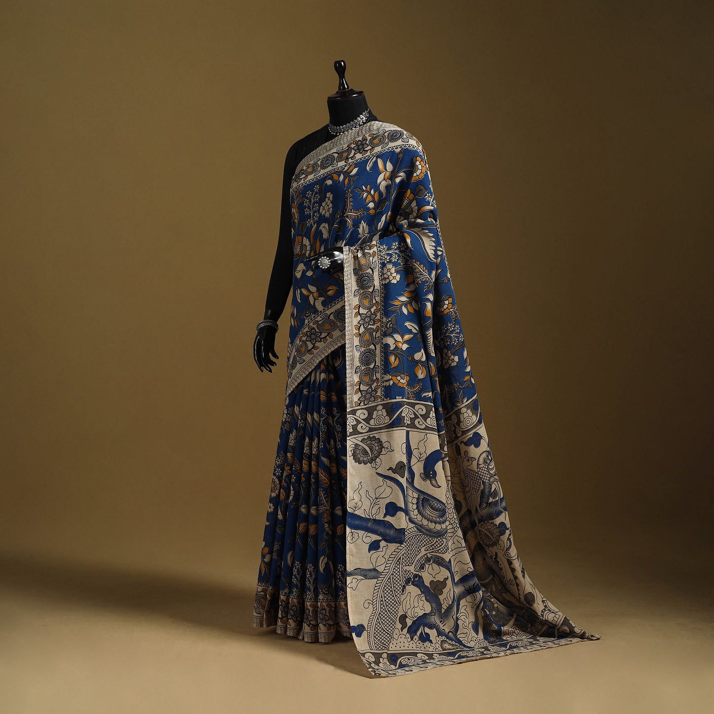 Printed cotton kalamkari saree 34 - handcrafted