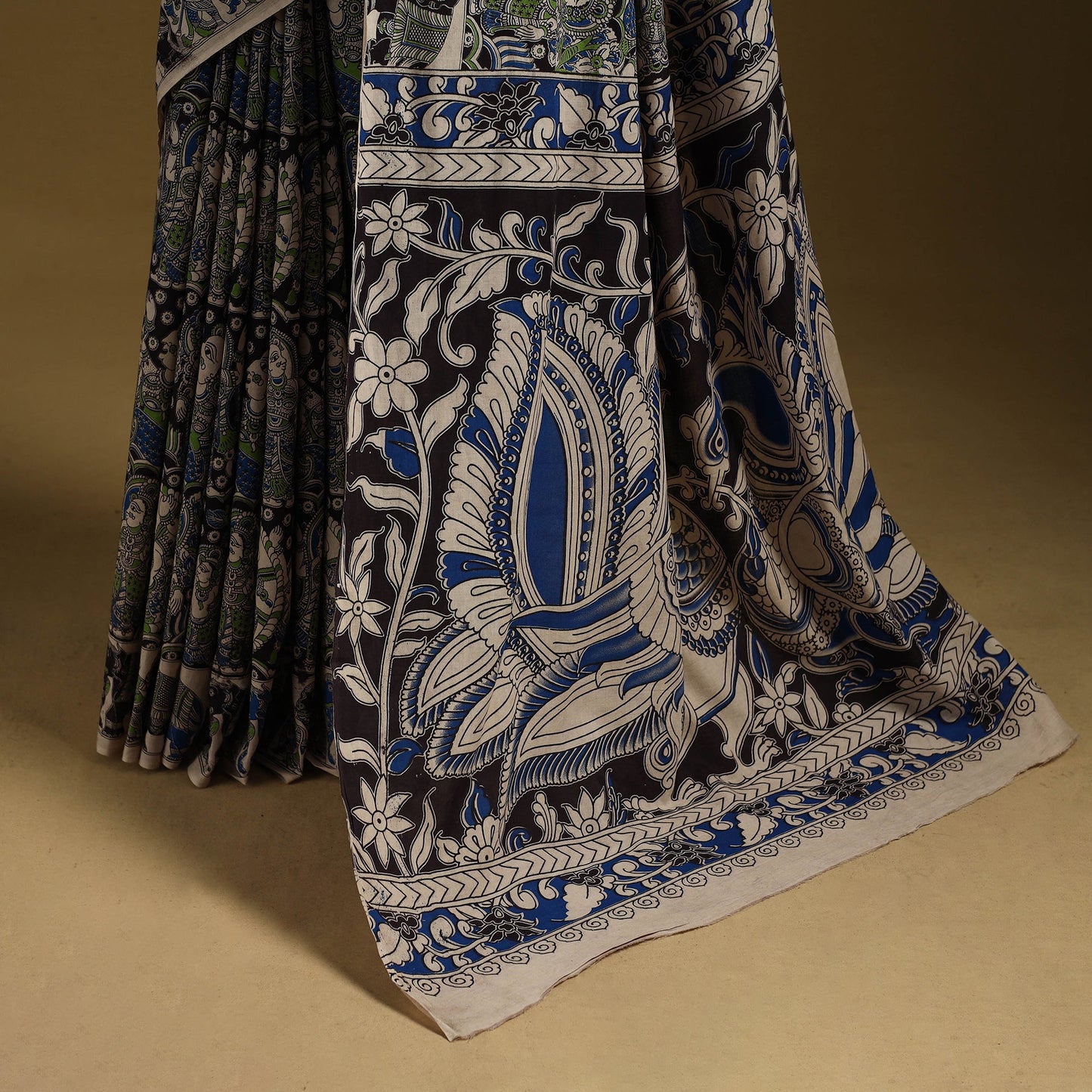 Printed cotton kalamkari saree 35 - handcrafted