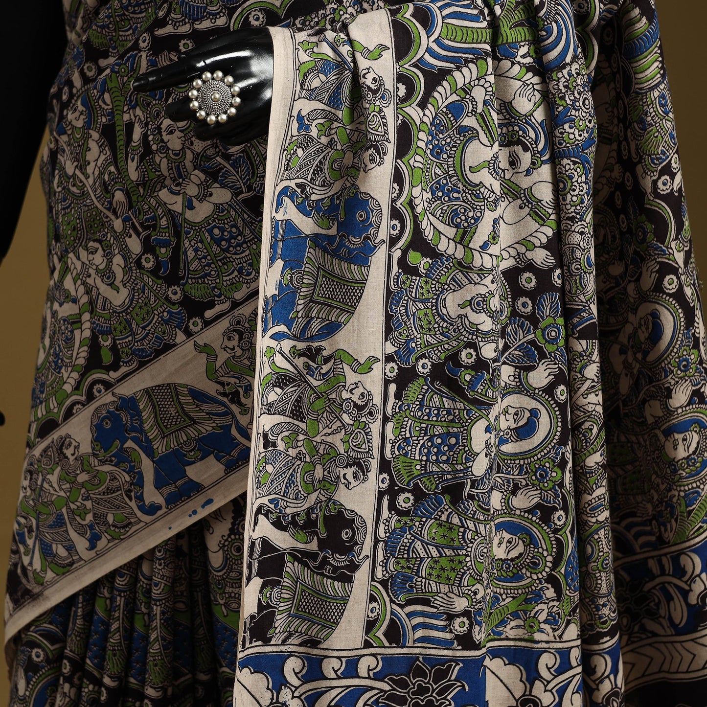 Printed cotton kalamkari saree 35 - handcrafted