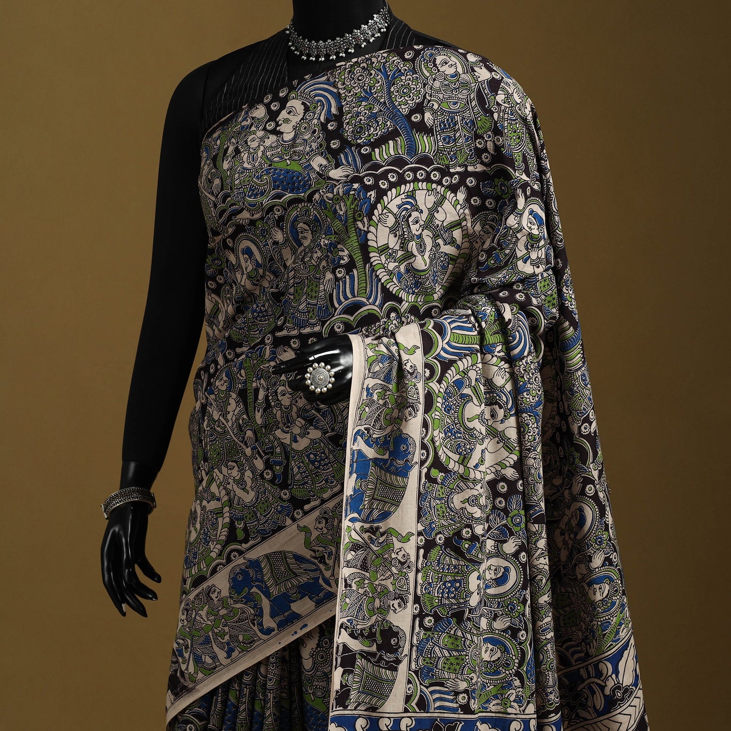 Printed cotton kalamkari saree 35 - handcrafted