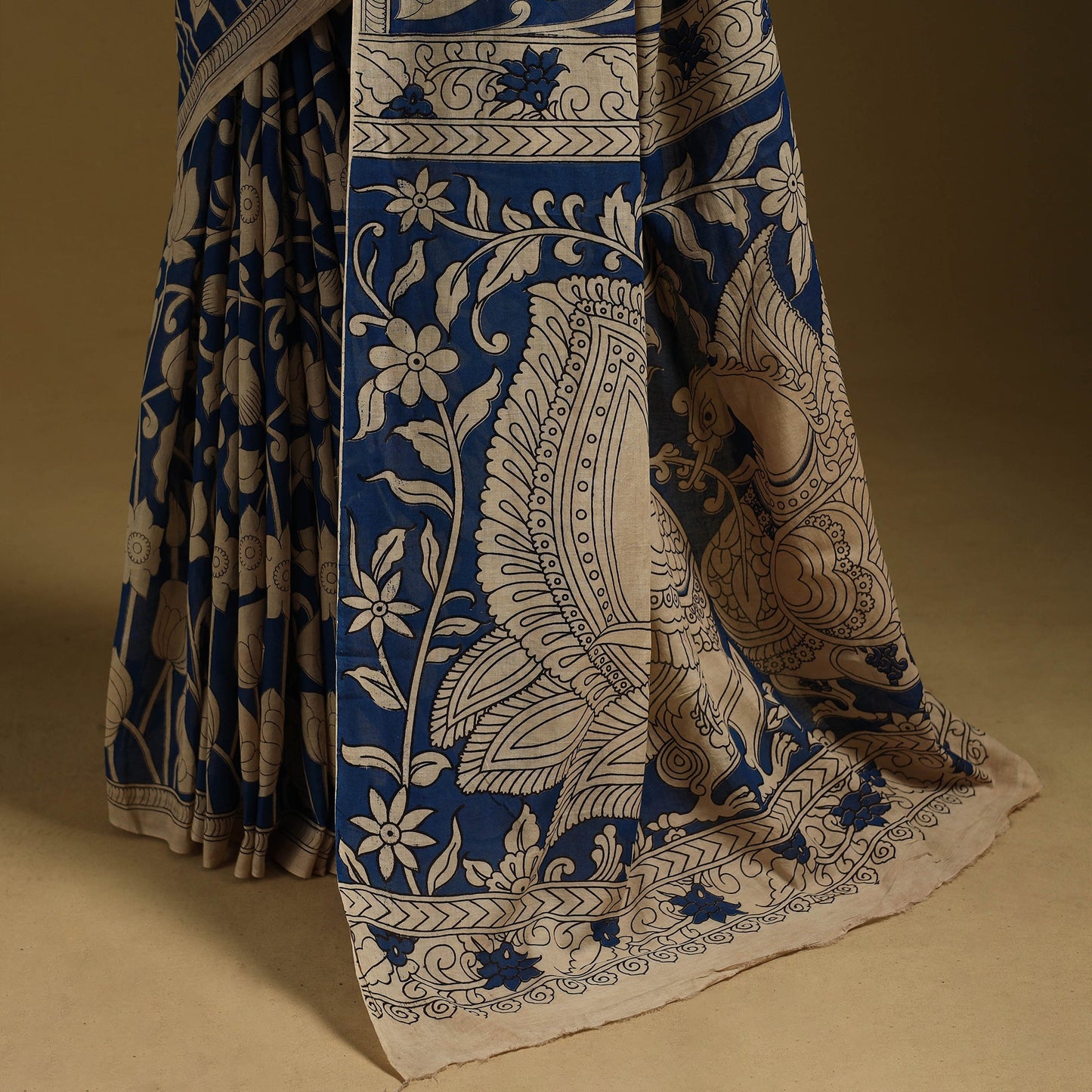 Printed cotton kalamkari saree 36 - handcrafted