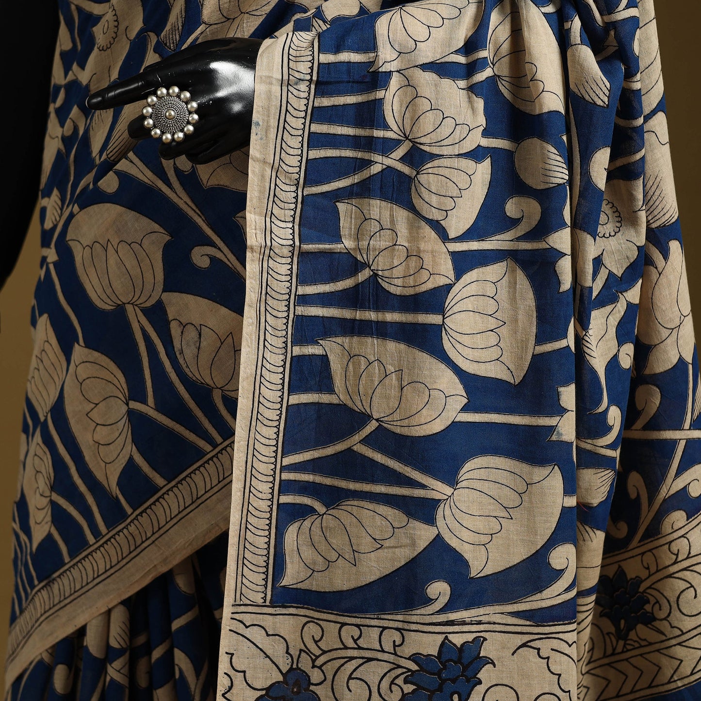 Printed cotton kalamkari saree 36 - handcrafted