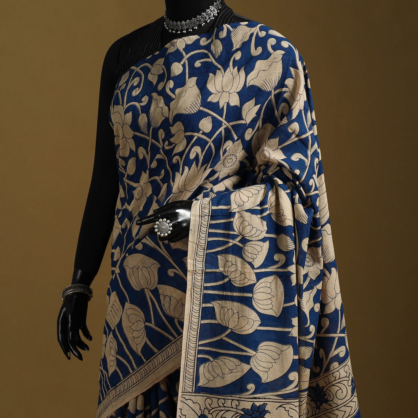 Printed cotton kalamkari saree 36 - handcrafted