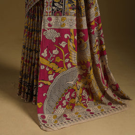 Printed cotton kalamkari saree 37 - handcrafted