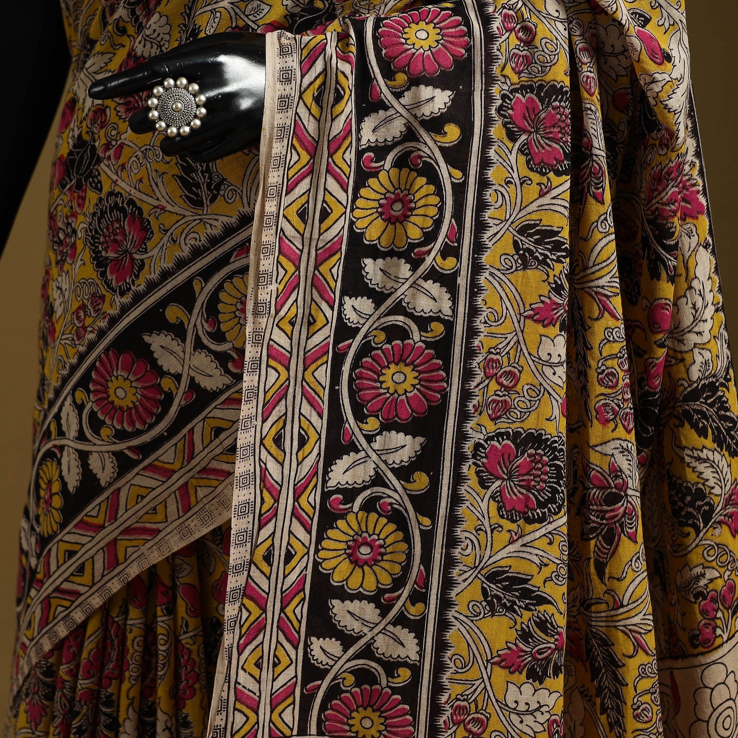 Printed cotton kalamkari saree 37 - handcrafted