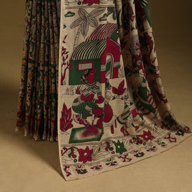 Printed cotton kalamkari saree 38 - handcrafted