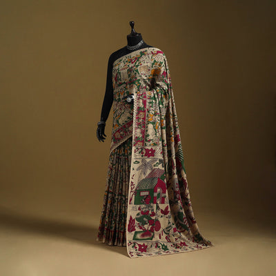 Printed cotton kalamkari saree 38 - handcrafted