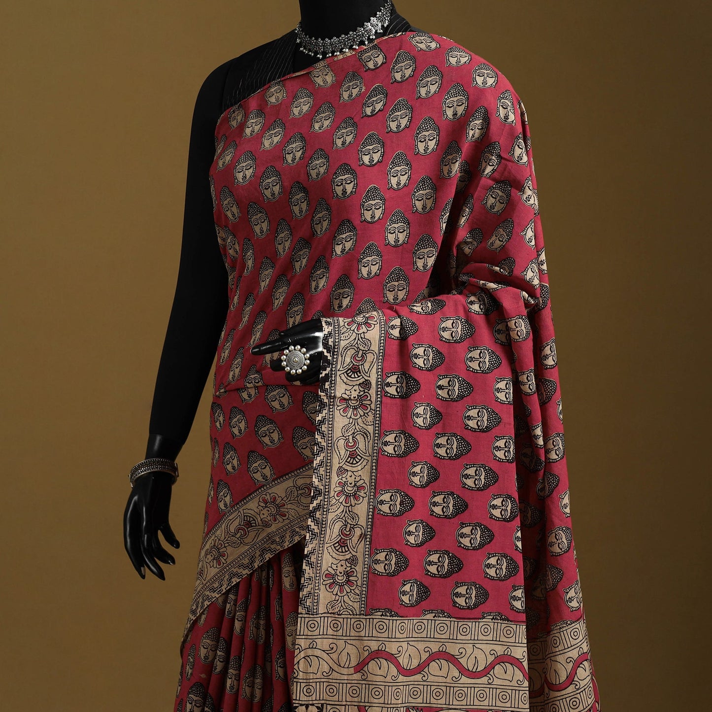 Printed cotton kalamkari saree 41 - handcrafted