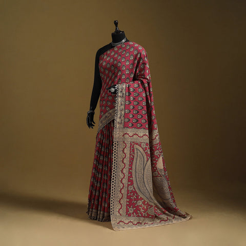 Printed cotton kalamkari saree 41 - handcrafted