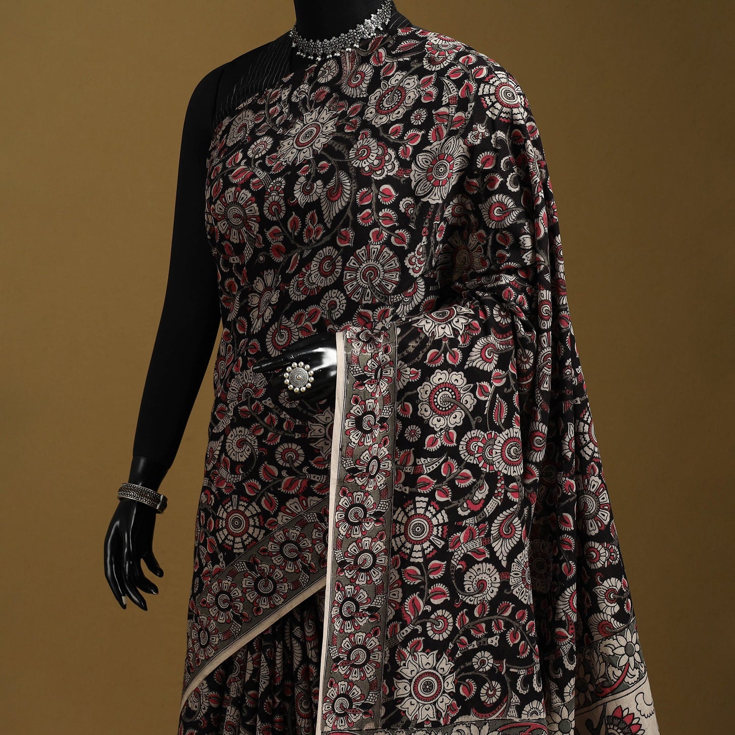 Printed cotton kalamkari saree 43 - handcrafted