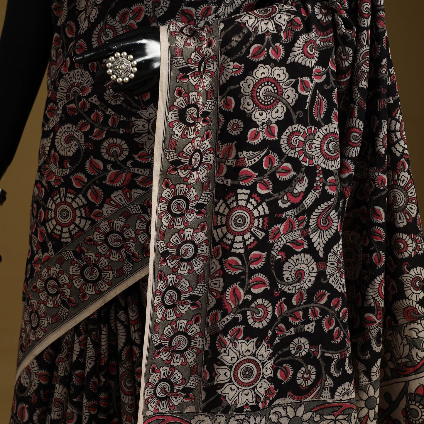 Printed cotton kalamkari saree 43 - handcrafted