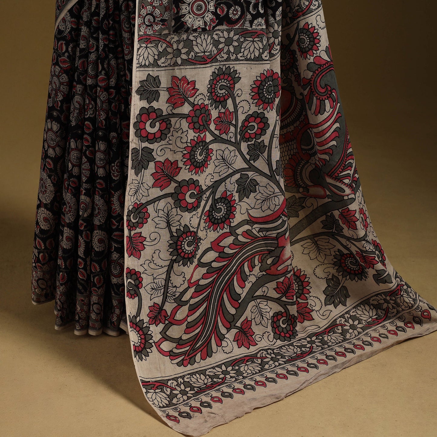 Printed cotton kalamkari saree 43 - handcrafted