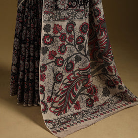 Printed cotton kalamkari saree 43 - handcrafted