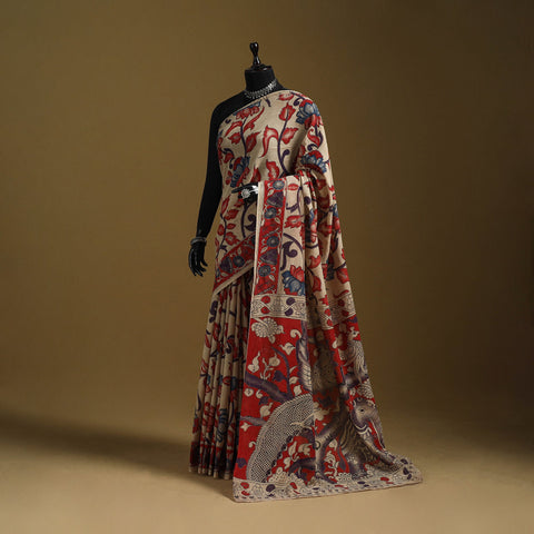 Printed cotton kalamkari saree 44 - handcrafted