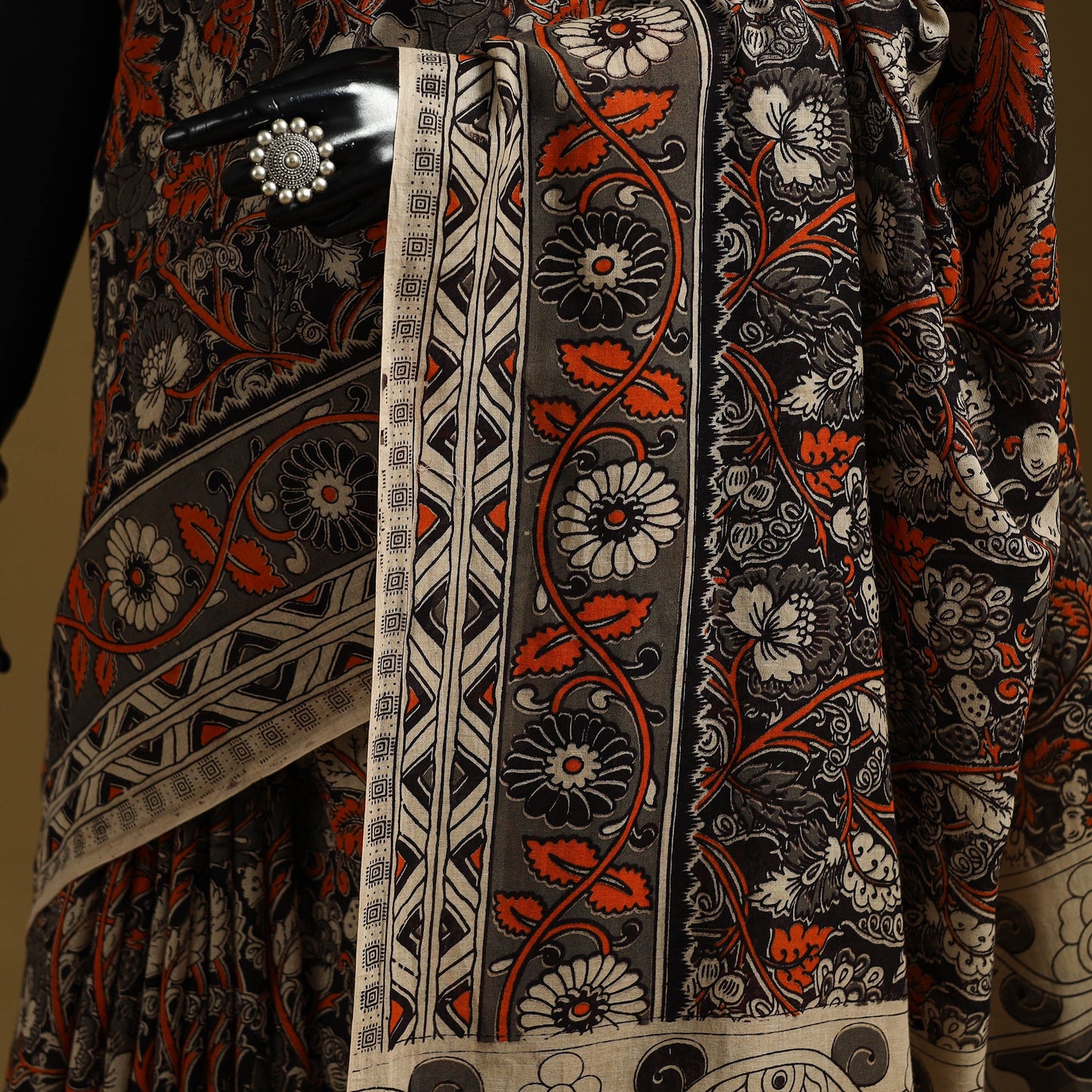 Printed cotton kalamkari saree 45 - handcrafted