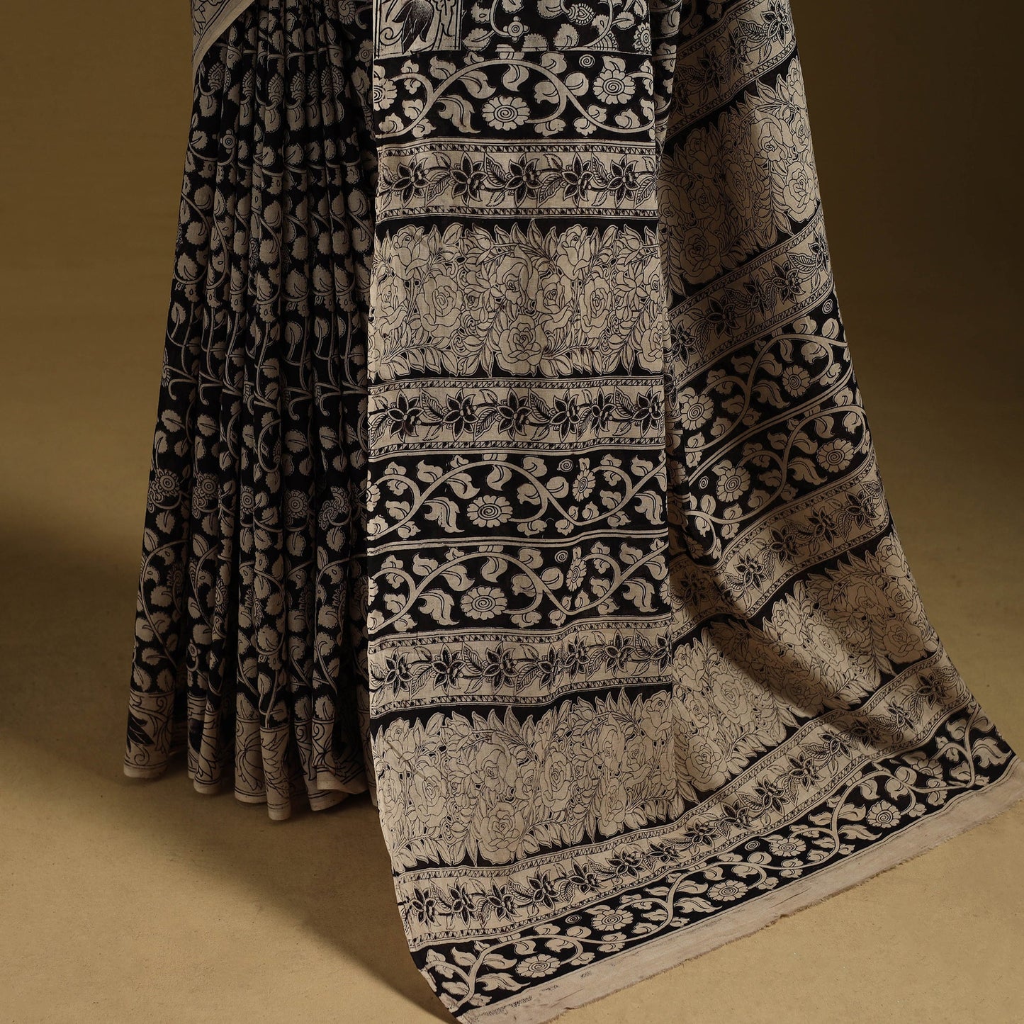 Printed cotton kalamkari saree 46 - handcrafted