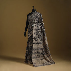 Printed cotton kalamkari saree 46 - handcrafted