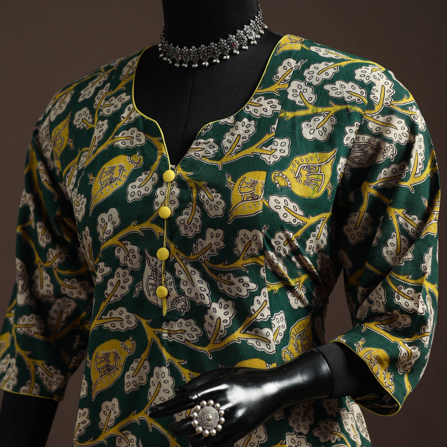 Printed cotton a-line kalamkari kurta for women 02