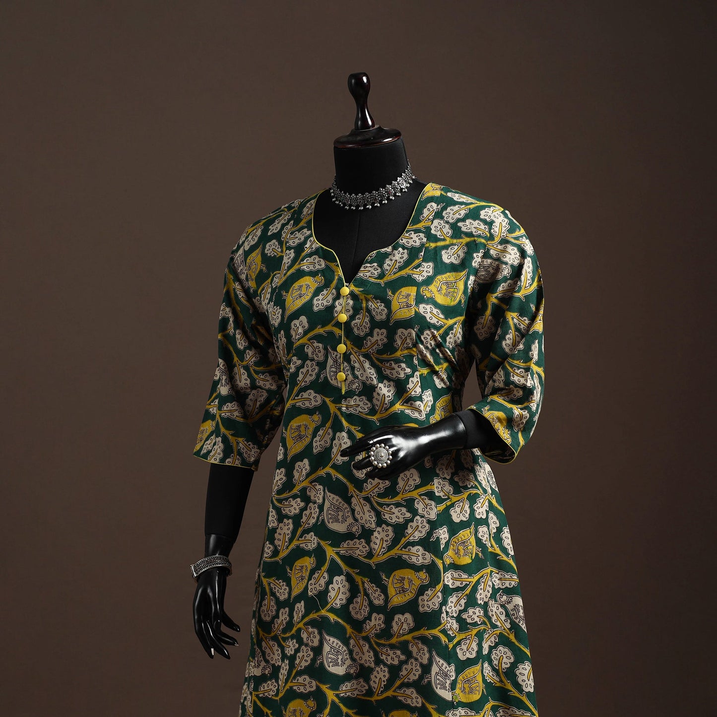 Printed cotton a-line kalamkari kurta for women 02