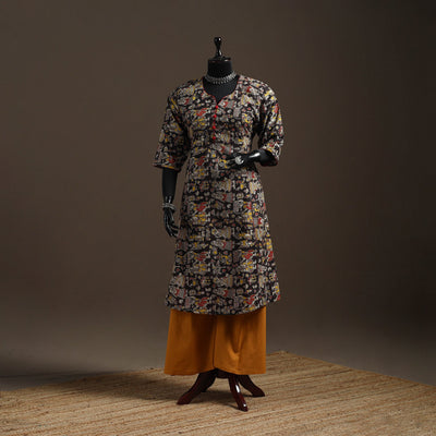 Printed cotton a-line kalamkari kurta for women 03