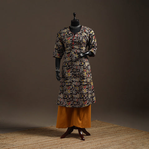Printed cotton a-line kalamkari kurta for women 03