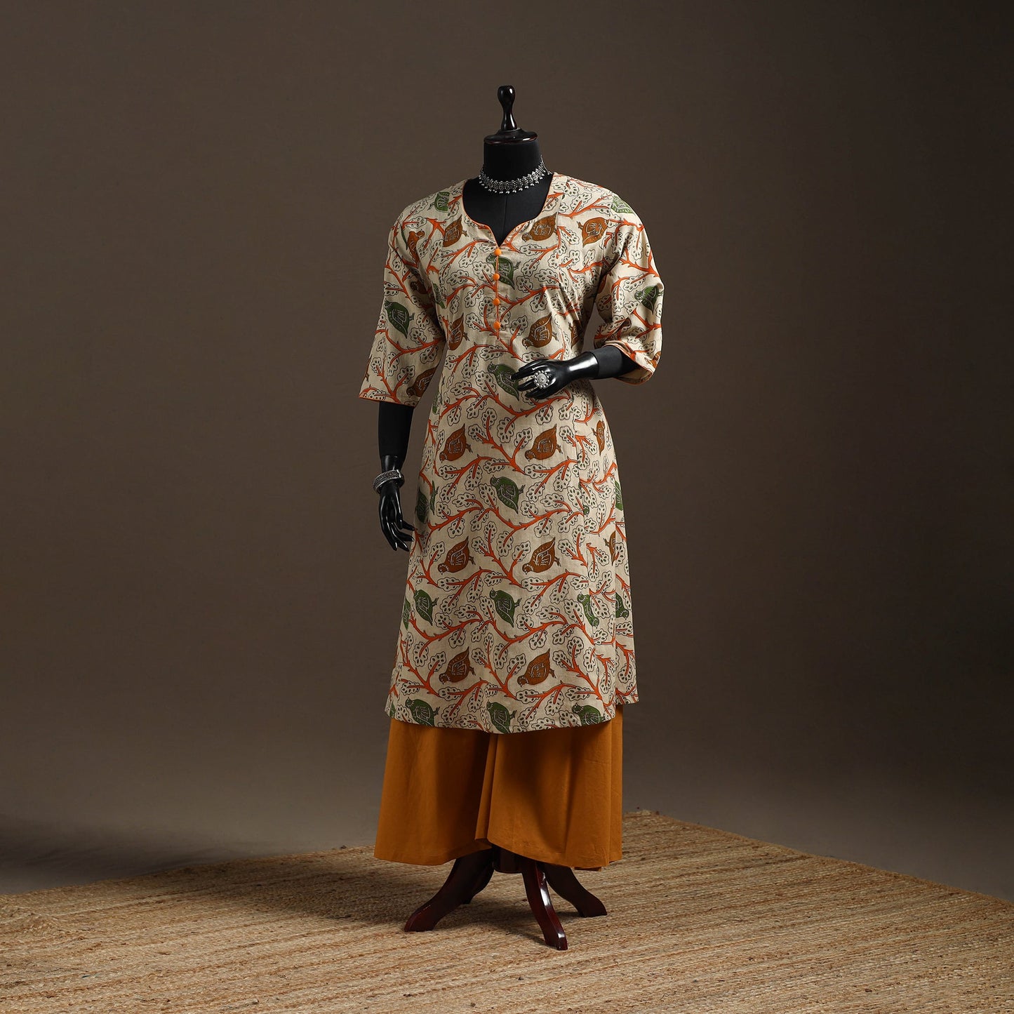 Printed cotton a-line kalamkari kurta for women 04