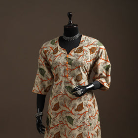 Printed cotton a-line kalamkari kurta for women 04