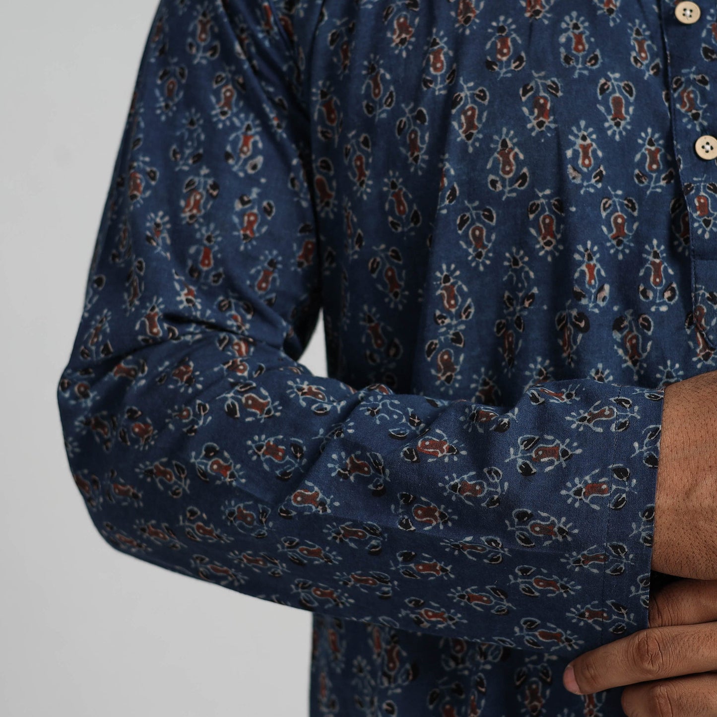  Ajrakh Block Printed Cotton Men Long Kurta 13 