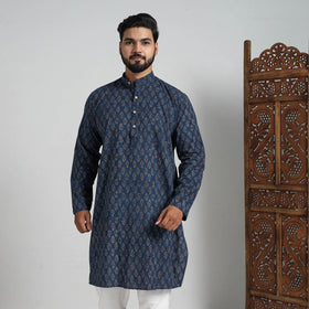  Ajrakh Block Printed Cotton Men Long Kurta 13 