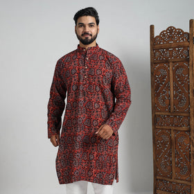 Buy Ajrakh Block Printed Cotton Men Long Kurta 15 Online at iTokri.com