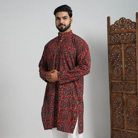 Buy Ajrakh Block Printed Cotton Men Long Kurta 15 Online at iTokri.com