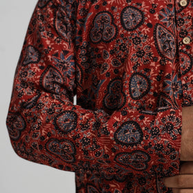 Buy Ajrakh Block Printed Cotton Men Long Kurta 15 Online at iTokri.com