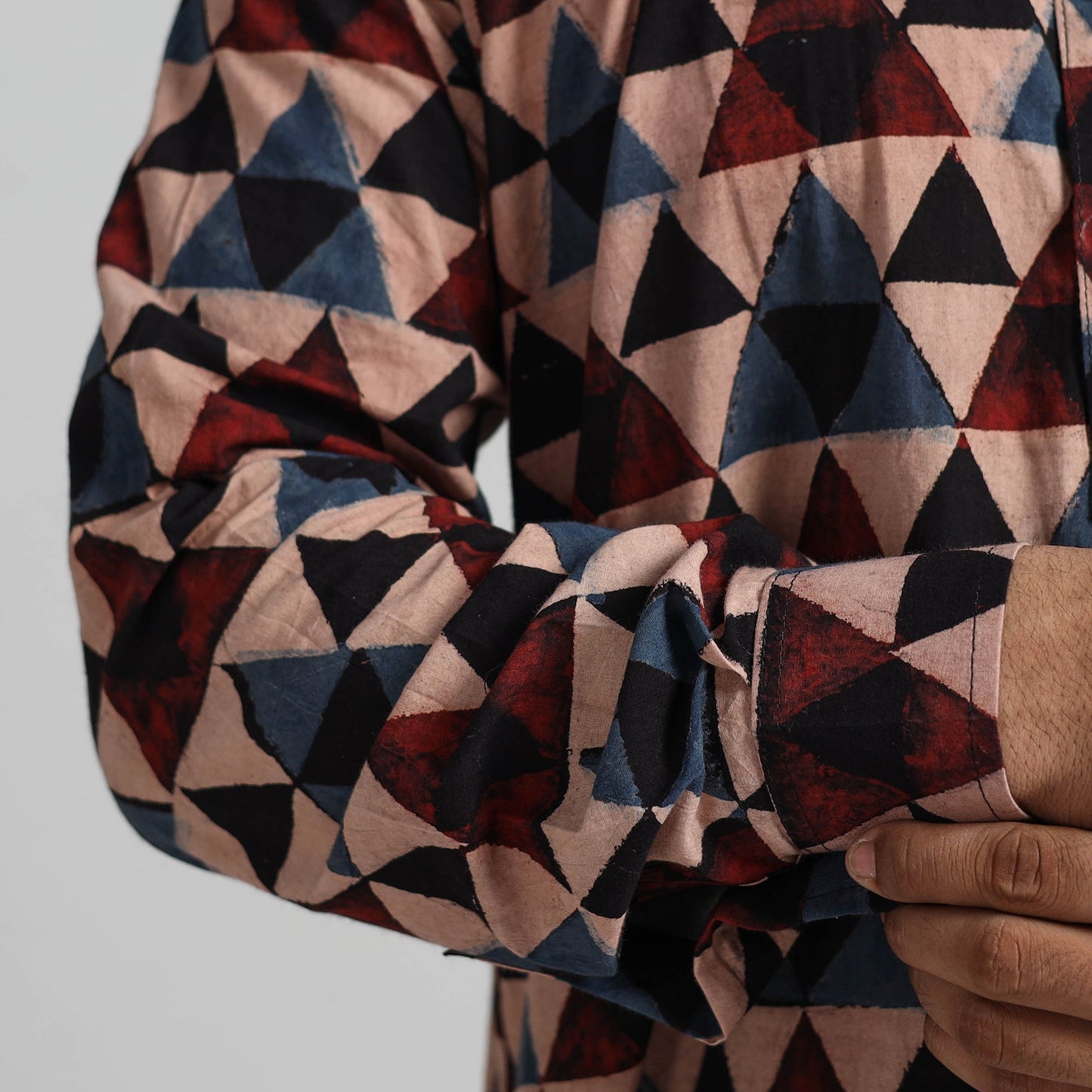 Buy Ajrakh Block Printed Cotton Men Short Kurta 07 Online at iTokri.com