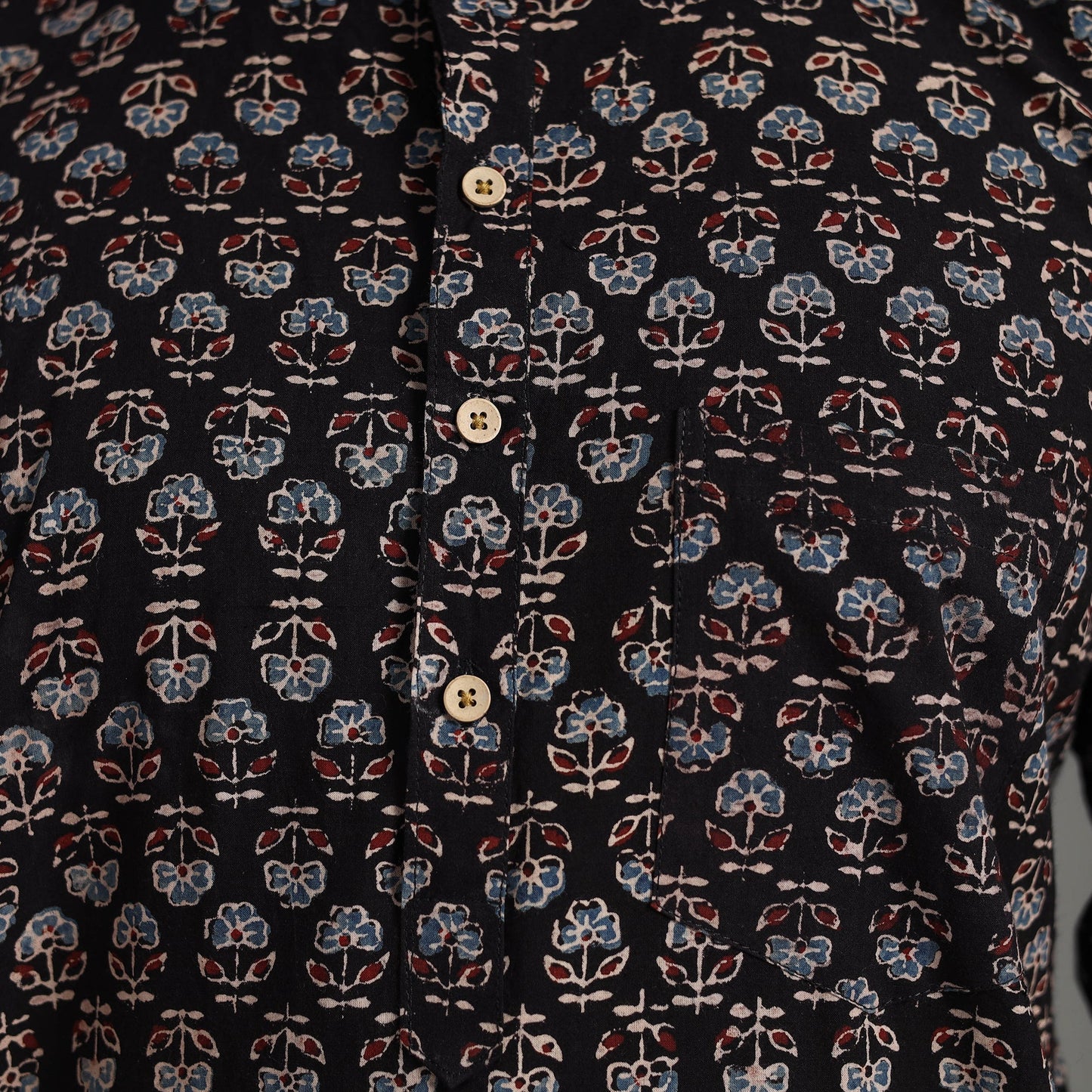 Buy Ajrakh Block Printed Cotton Men Short Kurta 08 Online at iTokri.com
