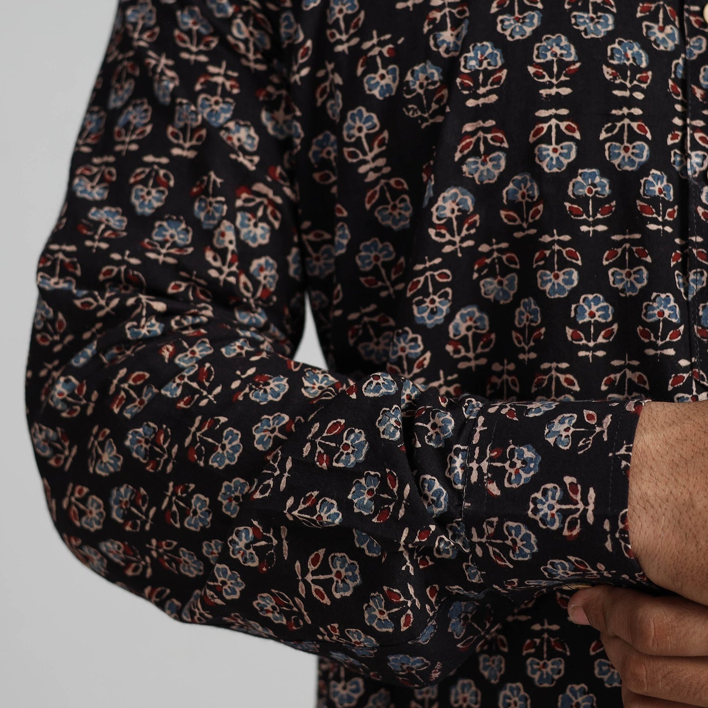 Buy Ajrakh Block Printed Cotton Men Short Kurta 08 Online at iTokri.com