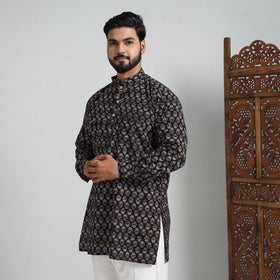 Buy Ajrakh Block Printed Cotton Men Short Kurta 08 Online at iTokri.com