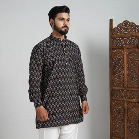 Buy Ajrakh Block Printed Cotton Men Short Kurta 08 Online at iTokri.com