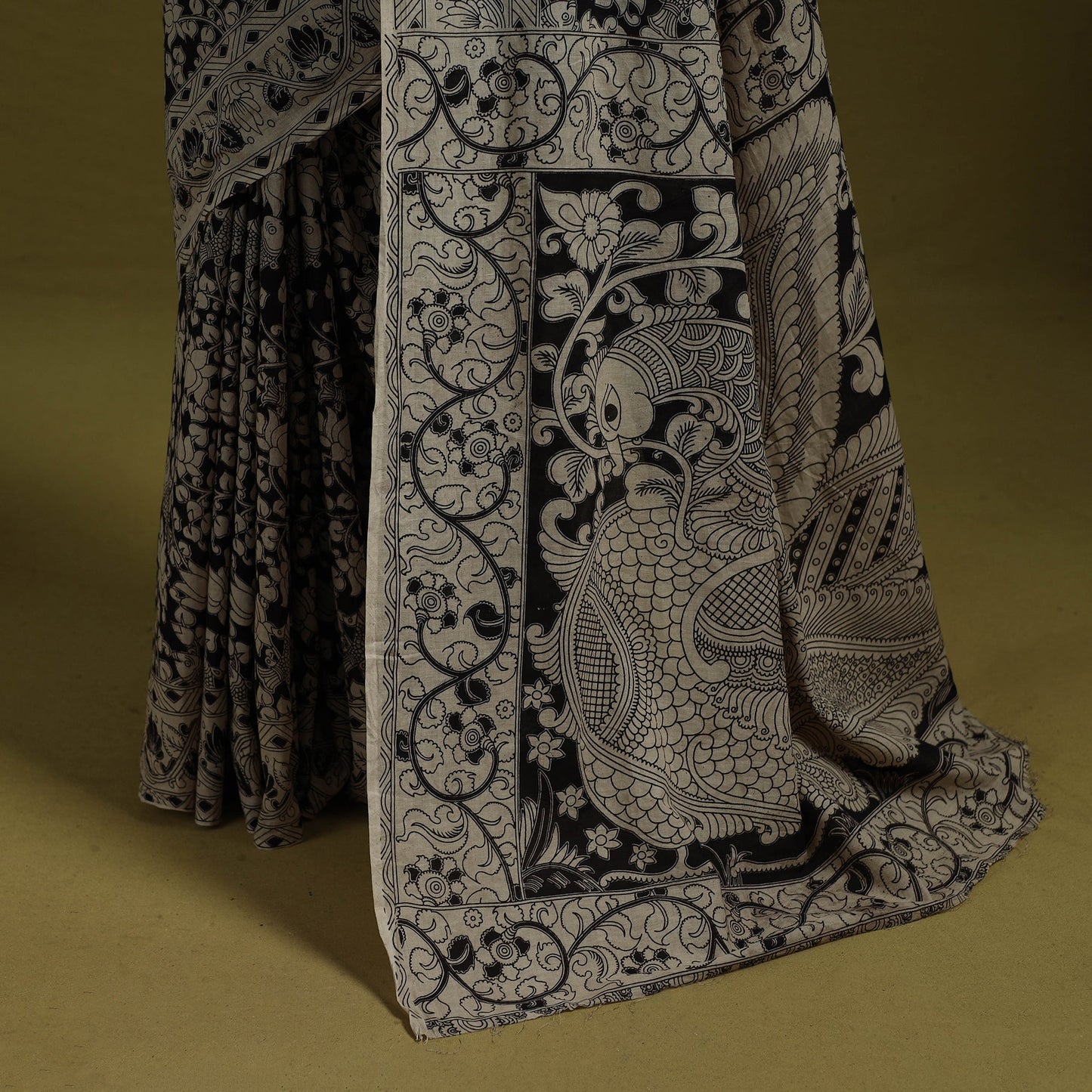 Printed cotton nellore kalamkari saree 01 - handcrafted